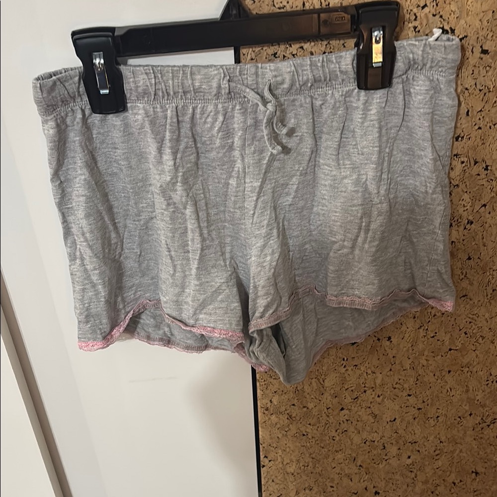 Casual Gray Shorts with Pink Edging Lace